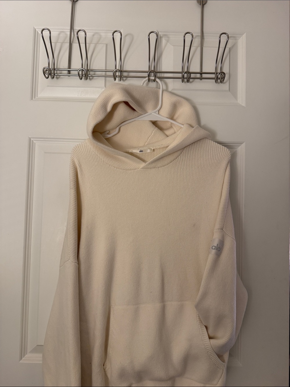ALO Yoga Women's Cream Hooded Ribbed Sweater